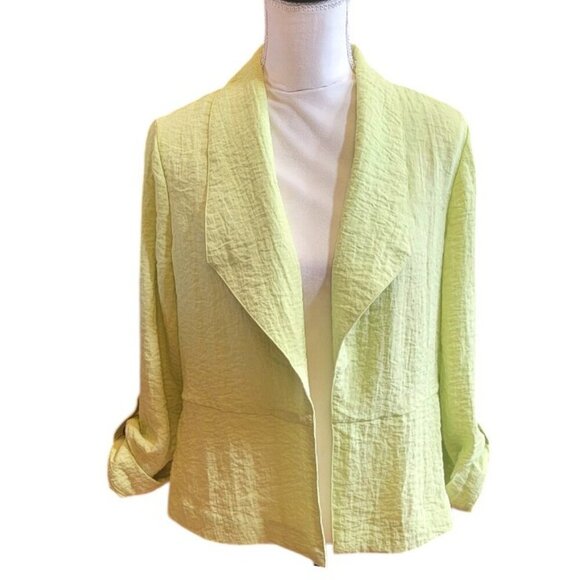 Chico's Long Sleeve Chartreuse Color Business Open Front Jacket in Size M - Picture 1 of 4